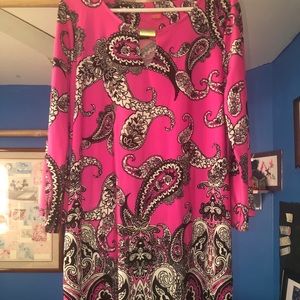 Pink floral work midi dress